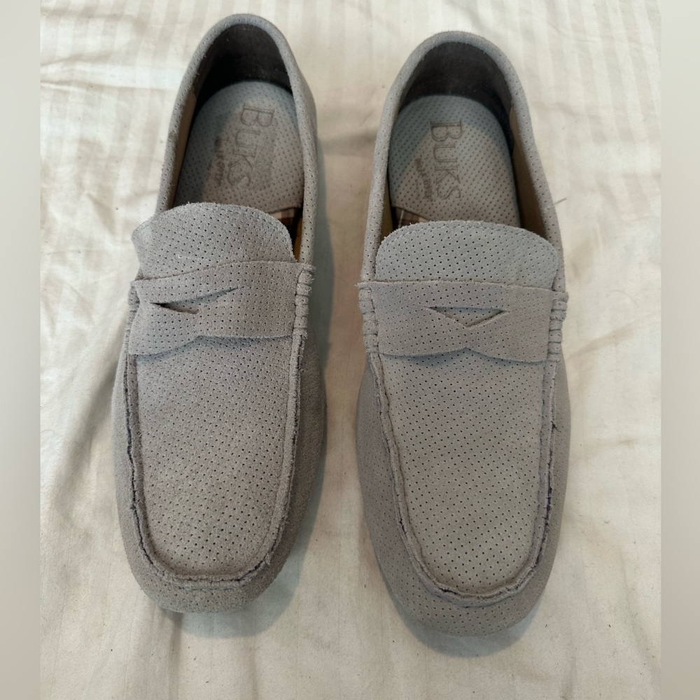 BRAND NEW Mens Winslowe Buks By Walk-Over Light Grey Penny Loafers Suede Sz 10 M